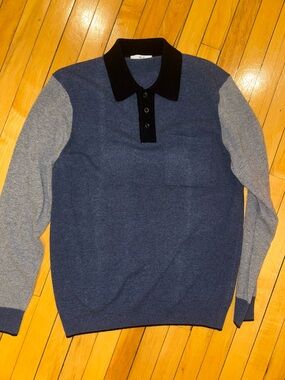 MR P. PORTER Colour-block merino wool polo sweater size medium men’s
